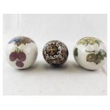 Collection of 3 Decorative Egg Figurines including The Egg Lady and Ukrainian Pysanka Style