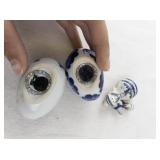 Blue and White Delft-Style Porcelain Eggs and Dutch Girl Figurine Set