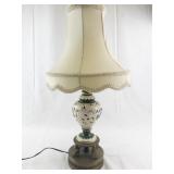 Decorative Vintage Table Lamp with Shade and Painted Porcelain Base - Does Not Work
