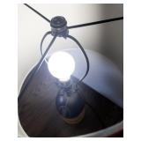 Football Theme Table Lamp with Red Shade and Wooden Base
