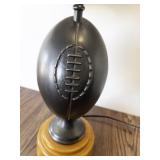 Football Theme Table Lamp with Red Shade and Wooden Base