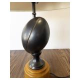 Football Theme Table Lamp with Red Shade and Wooden Base