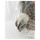 Porcelain Doll in Victorian Floral Dress with Lace and Hat