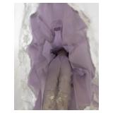 16 Inch Porcelain Doll in Lavender Dress with Hat and Curly Hair