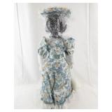 16 Inch Porcelain Doll Jenna with Floral Dress and Hat