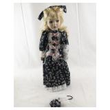 16-Inch Porcelain Holly Doll in Floral Dress with Accessories