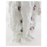 Porcelain Collectible Doll in White Lace Dress with Floral Accents