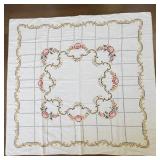 Vintage Embroidered Tablecloth with Floral Design