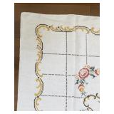Vintage Embroidered Tablecloth with Floral Design
