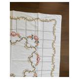 Vintage Embroidered Tablecloth with Floral Design