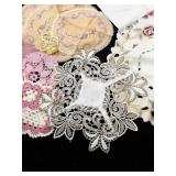 Collection of Vintage Embroidered Doilies, Handkerchiefs, and Crocheted Linens