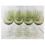 Set of 12 Olive Green Wine Glasses