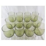 Set of 12 Olive Green Wine Glasses