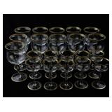 Set of 21 Crystal Stemware Glasses with Gold Trim - 10 Small, 11 Large