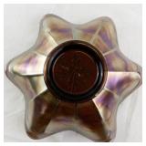 Antique Iridescent Carnival Glass Bowl with Grape and Leaf Design