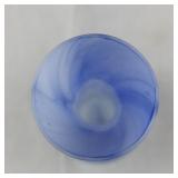 Blue Satin Glass Bud Vase with Swirl Pattern
