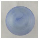 Blue Satin Glass Bud Vase with Swirl Pattern