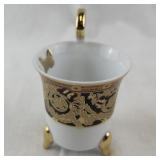 Set of 5 Fine Porcelain Demitasse Cups and Saucers with Gold and Butterfly Accents