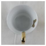Set of 5 Fine Porcelain Demitasse Cups and Saucers with Gold and Butterfly Accents