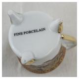 Set of 5 Fine Porcelain Demitasse Cups and Saucers with Gold and Butterfly Accents