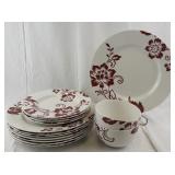 Martha Stewart Collection Red Floral Dinnerware Set
