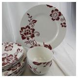 Martha Stewart Collection Red Floral Dinnerware Set