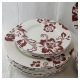 Martha Stewart Collection Red Floral Dinnerware Set