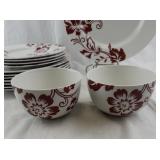 Martha Stewart Collection Red Floral Dinnerware Set