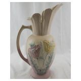 Hull Pastel Pottery Pitcher with Floral Relief