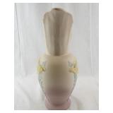 Hull Pastel Pottery Pitcher with Floral Relief