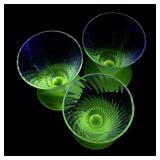 Set of 3 Vintage Uranium Glass Dessert Cups