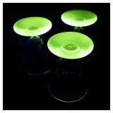 Set of 3 Vintage Uranium Glass Dessert Cups