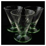 Set of 3 Vintage Uranium Glass Dessert Cups