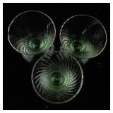 Set of 3 Vintage Uranium Glass Dessert Cups