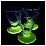 Set of 3 Vintage Uranium Glass Dessert Cups
