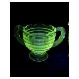 Vintage Uranium Glass Creamer and Sugar Set