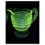 Vintage Uranium Glass Creamer and Sugar Set
