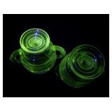 Vintage Uranium Glass Creamer and Sugar Set