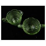 Vintage Uranium Glass Creamer and Sugar Set