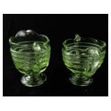 Vintage Uranium Glass Creamer and Sugar Set