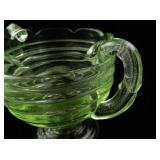 Vintage Uranium Glass Creamer and Sugar Set