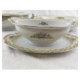 Noritake Rose China Serving Set with Tureen, Gravy Boat, and Oval Bowl