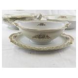 Noritake Rose China Serving Set with Tureen, Gravy Boat, and Oval Bowl