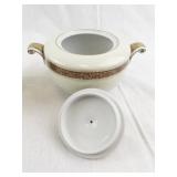 Noritake Corona Oval Serving Bowl, Sugar Bowl, and Creamer Set with Gold Trim