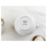 Noritake Corona Oval Serving Bowl, Sugar Bowl, and Creamer Set with Gold Trim