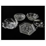 Collection of 5 Pressed and Cut Glass Bowls and Dishes