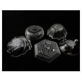 Collection of 5 Pressed and Cut Glass Bowls and Dishes