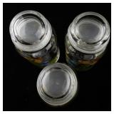 Set of 3 Vintage Glass Canisters with Floral Design and Lids