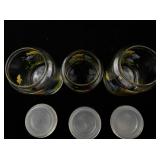 Set of 3 Vintage Glass Canisters with Floral Design and Lids