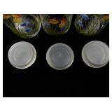 Set of 3 Vintage Glass Canisters with Floral Design and Lids